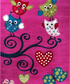 Tapis enfant Papillon & Oiseau - violet - overzicht boven