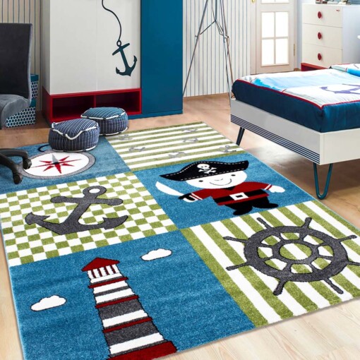 Tapis enfant Pirate - bleu/vert - sfeer