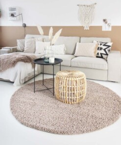 Tapis Rond poils longs Shaggy Trend - beige - sfeer, thumbnail