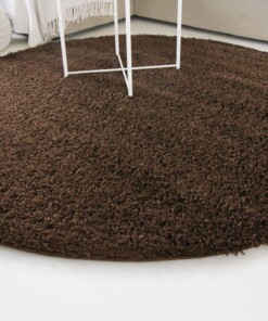 Tapis Rond poils longs Shaggy Trend - marron - close up zijkant