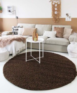 Tapis Rond poils longs Shaggy Trend - marron - sfeer