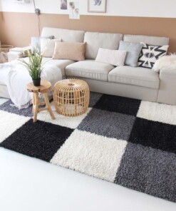 Tapis poils longs Shaggy Trend - noir/blanc