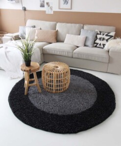 Tapis Rond poils longs avec Bordure Shaggy Trend - gris anthracite - sfeer