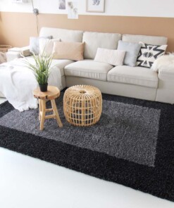 Tapis poils longs avec Bordure Shaggy Trend - gris anthracite