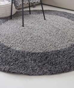 Tapis Rond poils longs avec Bordure Shaggy Trend - gris - sfeer