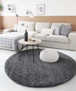 Tapis Rond poils longs Shaggy Trend - gris