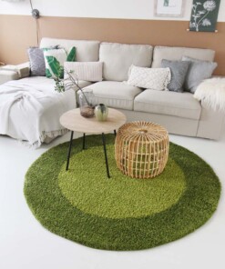 Tapis Rond poils longs avec Bordure Shaggy Trend - vert - sfeer, thumbnail