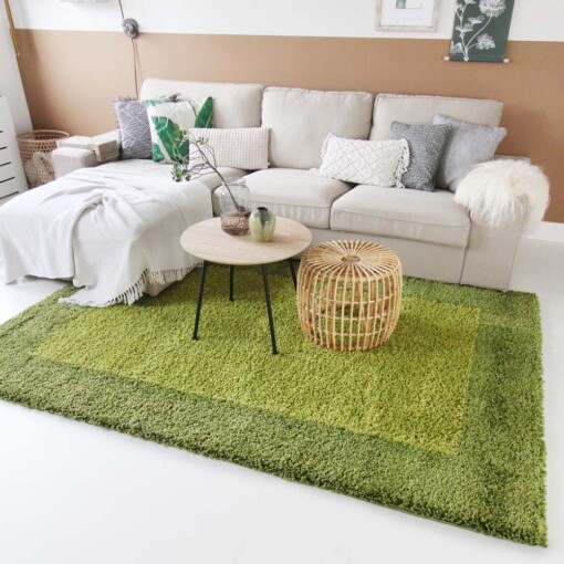 Tapis poils longs avec Bordure Shaggy Trend - vert