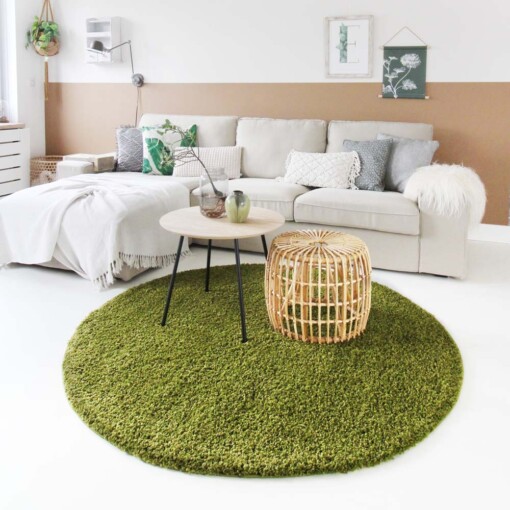 Tapis Rond poils longs Shaggy Trend - vert - sfeer