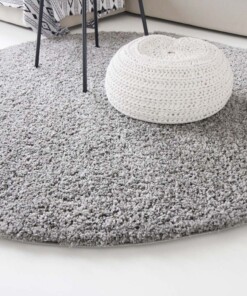 Tapis Rond poils longs Shaggy Trend - gris clair - close up zijkant