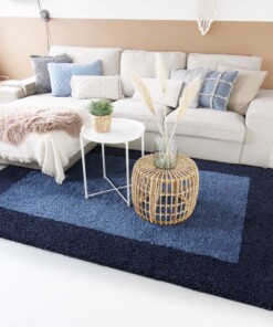 Tapis poils longs avec Bordure Shaggy Trend - bleu