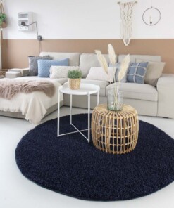 Tapis Rond poils longs Shaggy Trend - bleu marine - sfeer