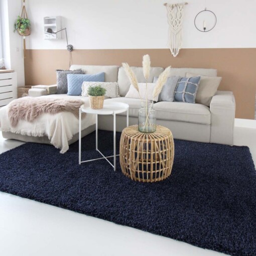 Tapis poils longs Shaggy Trend - bleu marine