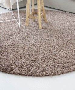 Tapis Rond poils longs Shaggy Trend - Moka - close up zijkant