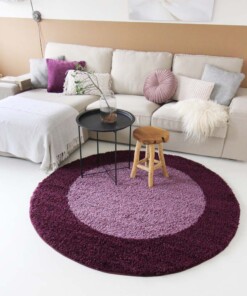 Tapis Rond poils longs avec Bordure Shaggy Trend - violet - sfeer