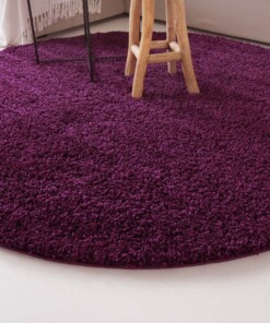 Tapis Rond poils longs Shaggy Trend - violet - close up zijkant