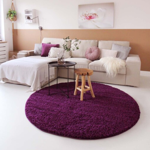 Tapis Rond poils longs Shaggy Trend - violet - sfeer