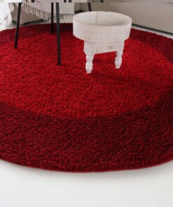 Tapis Rond poils longs avec Bordure Shaggy Trend - rouge - close up zijkant