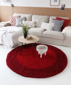 Tapis Rond poils longs avec Bordure Shaggy Trend - rouge - sfeer, thumbnail