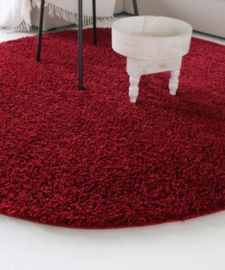 Tapis Rond poils longs Shaggy Trend - rouge - close up zijkant