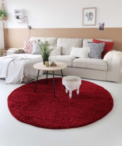 Tapis Rond poils longs Shaggy Trend - rouge - sfeer