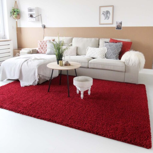 Tapis poils longs Shaggy Trend - rouge