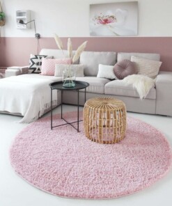 Tapis Rond poils longs Shaggy Trend - rose clair - sfeer