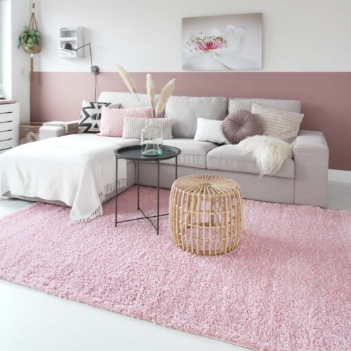 Tapis poils longs Shaggy Trend - rose clair