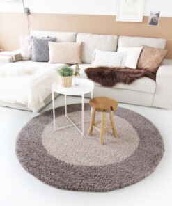 Tapis Rond poils longs avec Bordure Shaggy Trend - taupe - sfeer, thumbnail