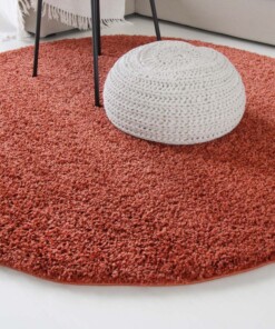 Tapis Rond poils longs Shaggy Trend - terracota - close up zijkant