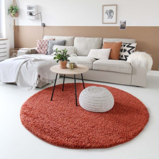 Tapis Rond poils longs Shaggy Trend - terracota - sfeer