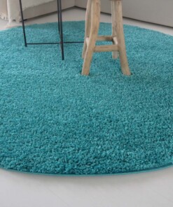 Tapis Rond poils longs Shaggy Trend - turquoise - close up zijkant