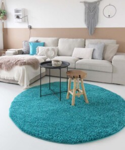 Tapis Rond poils longs Shaggy Trend - turquoise - sfeer