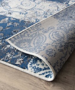 Tapis patchwork Factum - bleu - close up vouw