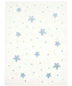 Tapis enfant petites étoiles 3D - Crème/bleu - overzicht boven