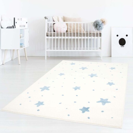 Tapis enfant petites étoiles 3D - Crème/bleu - sfeer