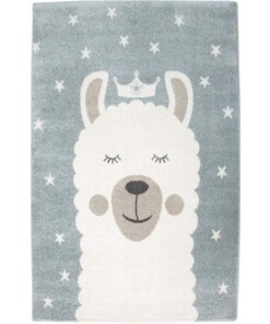 Tapis enfant Sleepy Lama - bleu/blanc - overzicht boven