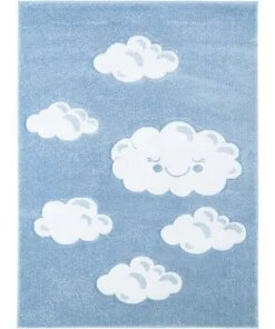 Tapis enfant nuage 3D - bleu - overzicht boven