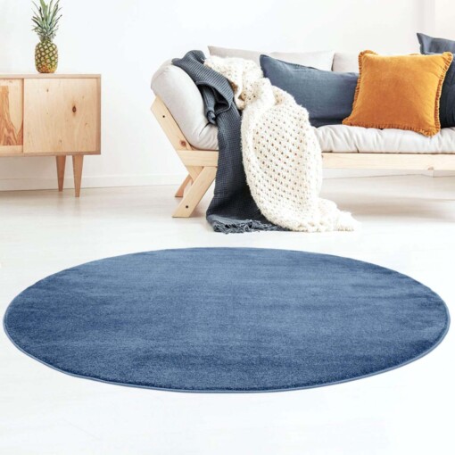 Tapis velours Rond Gala - bleu foncé - sfeer