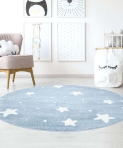 Tapis rond pour enfant petites étoiles 3D - bleu/Crème - sfeer, thumbnail