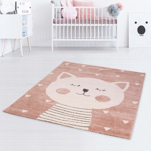 Tapis enfant Happy Cat - rose/blanc - sfeer