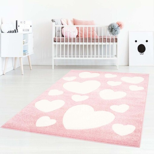 Tapis enfant Coeur 3D - rose/Crème - sfeer