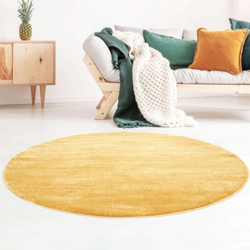 Tapis velours Rond Gala - jaune - sfeer