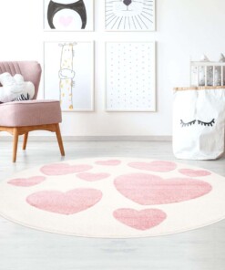 Tapis rond pour enfant Coeur 3D - Crème/rose - sfeer, thumbnail