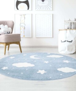 Tapis rond pour enfant nuage & étoile 3D - bleu/Crème - sfeer, thumbnail