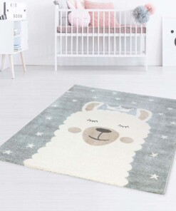 Tapis enfant Sleepy Lama - bleu/blanc - sfeer, thumbnail