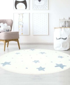 Tapis rond pour enfant petites étoiles 3D - Crème/bleu - sfeer, thumbnail