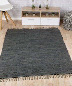 Tapis Kilim tissé main Bomull - gris anthracite - sfeer, thumbnail