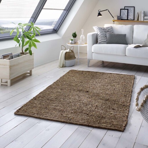 Tapis laine tissé main Oslo - marron - sfeer