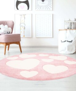 Tapis rond pour enfant Coeur 3D - rose/Crème - sfeer, thumbnail